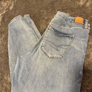 Women's Light Blue American Eagle Cross Waist Jeans